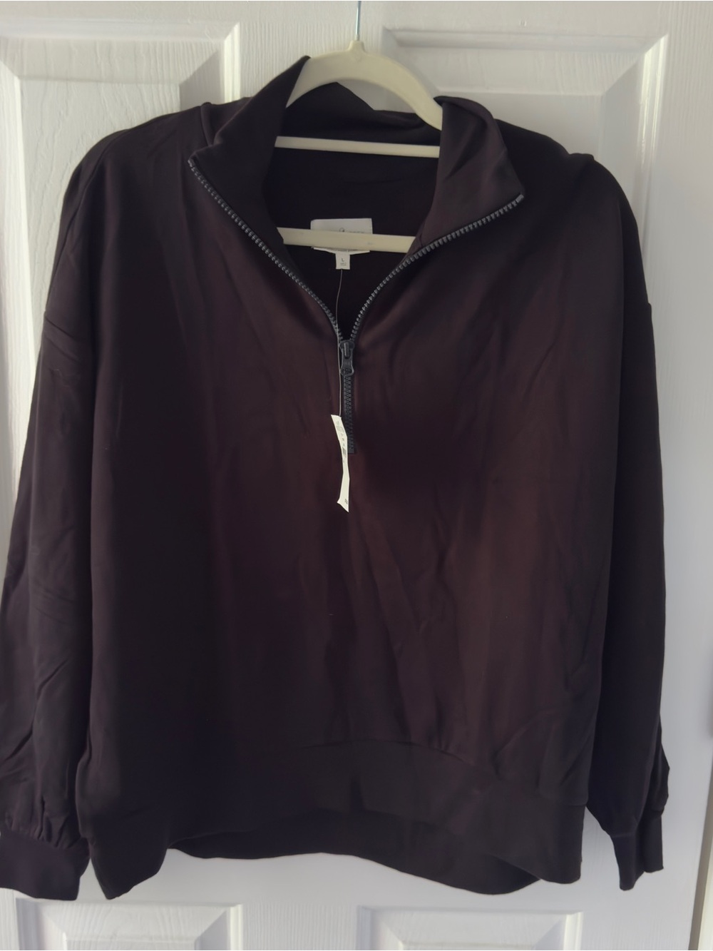Lou & Grey Half-Zip Turtleneck Pullover - Deep Brown msrp 79$